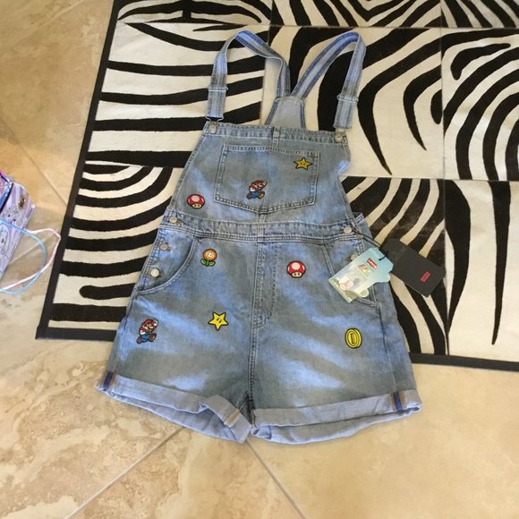 Levis X Super Mario Short Overalls Size 